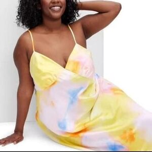 Diane Von Furstenberg intimate sleep dress Plus size XXL, tie dye print satin.